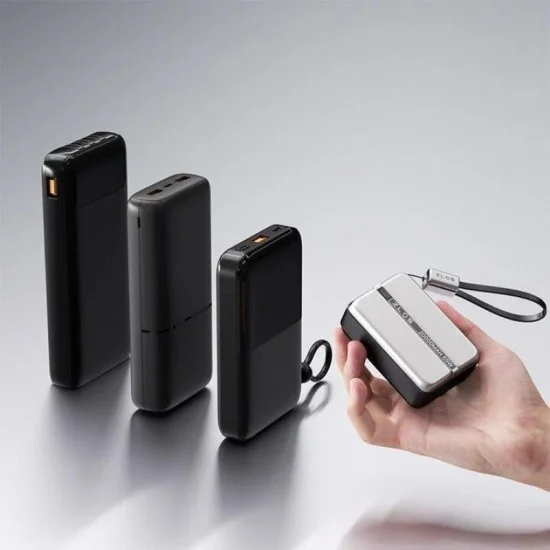 Zlos MA20 20000mAh Power Bank 65W With Lanyard Integrated Cable - Black / Silver